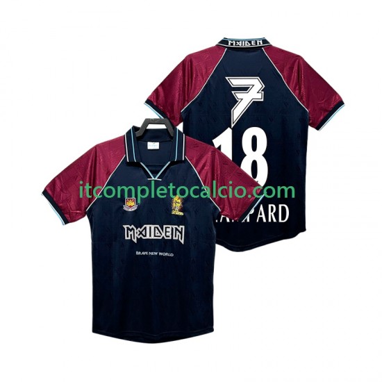 Maglia West Ham United LAMPARD 18 Iron Maiden Retro Divisa Home 1999 Manica Corta ,Uomo