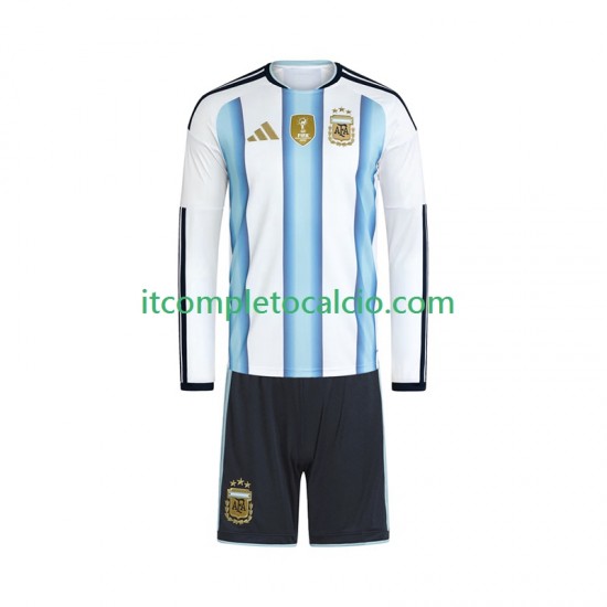 Maglia Argentina Divisa Home Mondiali 2026 Manica Lunga ,Bambino