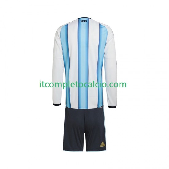 Maglia Argentina Divisa Home Mondiali 2026 Manica Lunga ,Bambino