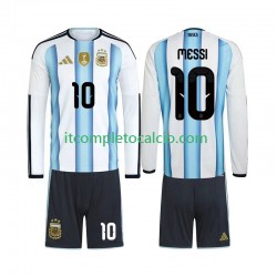Maglia Argentina Lionel Messi 10 Divisa Home Mondiali 2026 Manica Lunga ,Bambino