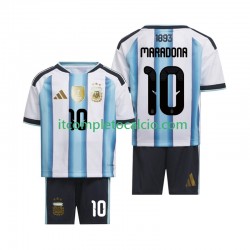 Maglia Argentina Maradona 10 Divisa Home Mondiali 2026 Manica Corta ,Bambino