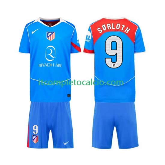 Maglia Atlético Madrid Alexander Sorloth 9 Terza Divisa 2025-2026 Manica Corta ,Bambino