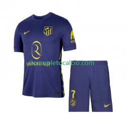 Maglia Atlético Madrid Antoine Griezmann 7 Divisa Away 2025-2026 Manica Corta ,Bambino