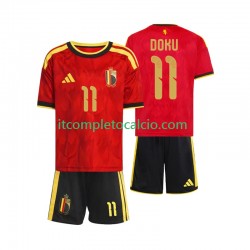 Maglia Belgio Jeremy Doku 11 Divisa Home Mondiali 2026 Manica Corta ,Bambino