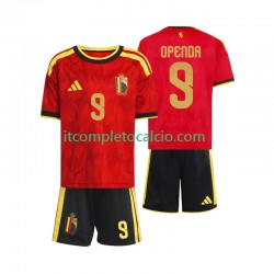 Maglia Belgio Openda 9 Divisa Home Mondiali 2026 Manica Corta ,Bambino