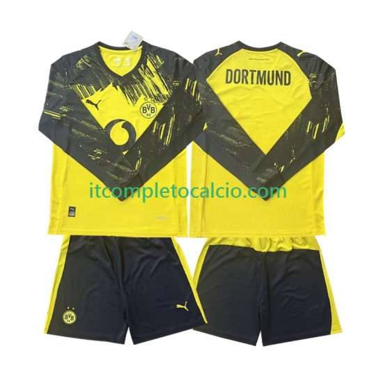 Maglia Borussia Dortmund Divisa Home 2025-2026 Manica Lunga ,Bambino