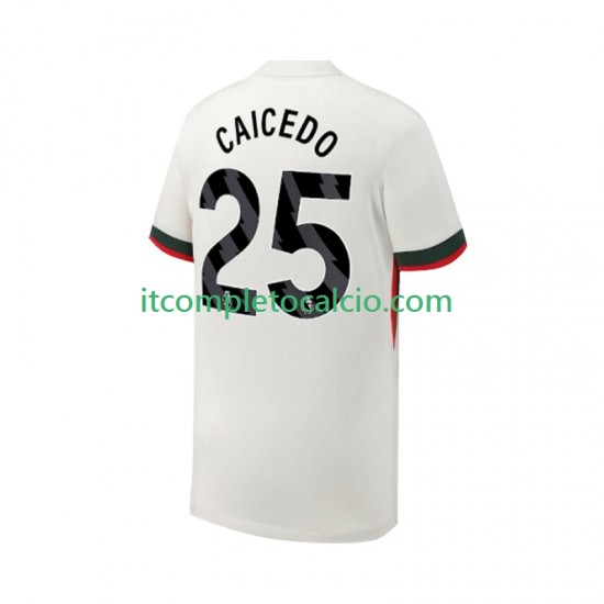 Maglia Chelsea Moises Caicedo 25 Divisa Away 2025-2026 Manica Corta ,Uomo