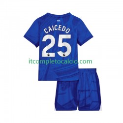 Maglia Chelsea Moises Caicedo 25 Divisa Home 2025-2026 Manica Corta ,Bambino