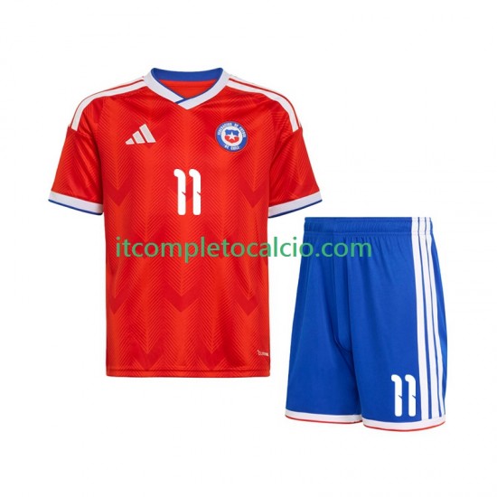 Maglia Cile Lucas Cepeda 11 Divisa Home 2026 Manica Corta ,Bambino