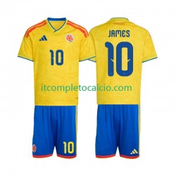 Maglia Colombia James Rodriguez 10 Divisa Home Mondiali 2026 Manica Corta ,Bambino