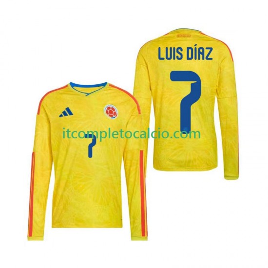 Maglia Colombia Luis Diaz 7 Divisa Home Mondiali 2026 Manica Lunga ,Uomo