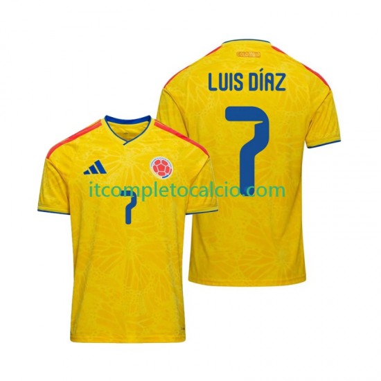 Maglia Colombia Luis Diaz 7 Divisa Home Mondiali 2026 Manica Corta ,Uomo