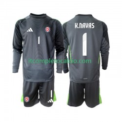 Maglia Costa Rica Keylor Navas 1 Portiere Divisa Away 2025 Manica Lunga ,Bambino