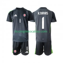 Maglia Costa Rica Keylor Navas 1 Portiere Divisa Away 2025 Manica Corta ,Bambino