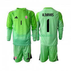 Maglia Costa Rica Keylor Navas 1 Portiere Divisa Home 2025 Manica Lunga ,Bambino