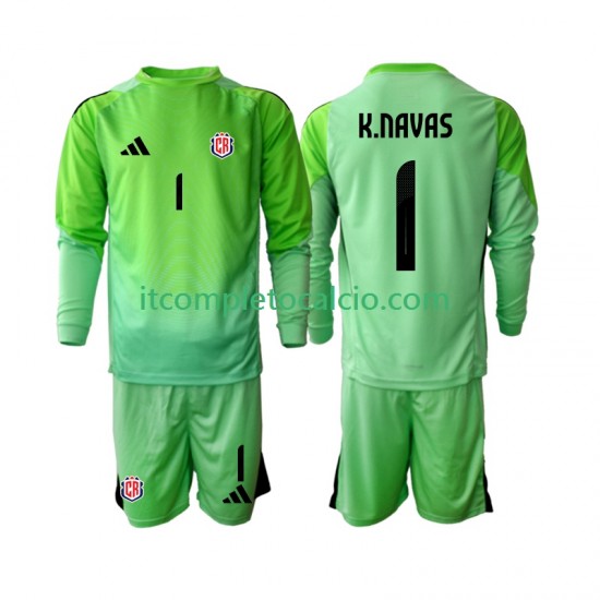 Maglia Costa Rica Keylor Navas 1 Portiere Divisa Home 2025 Manica Lunga ,Bambino