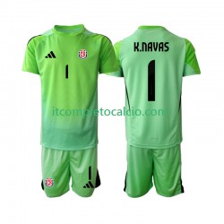 Maglia Costa Rica Keylor Navas 1 Portiere Divisa Home 2025 Manica Corta ,Bambino