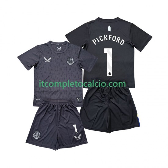 Maglia Everton Pickford 1 Portiere Divisa Away 2025-2026 Manica Corta ,Bambino
