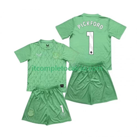 Maglia Everton Pickford 1 Portiere Divisa Home 2025-2026 Manica Corta ,Bambino