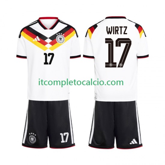 Maglia Germania Florian Wirtz 17 Divisa Home Mondiali 2026 Manica Corta ,Bambino