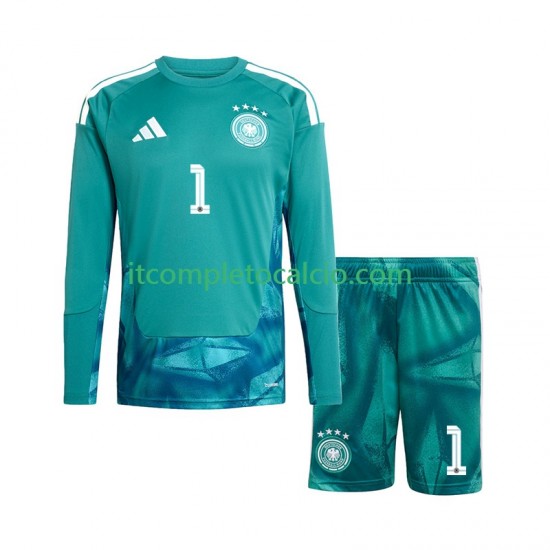 Maglia Germania Manuel Neuer 1 Portiere Divisa Home Mondiali 2026 Manica Lunga ,Bambino