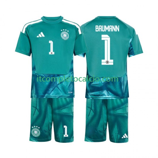 Maglia Germania Oliver Baumann 1 Portiere Divisa Home Mondiali 2026 Manica Corta ,Bambino