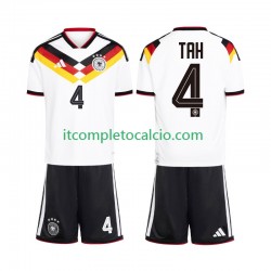 Maglia Germania Jonathan Tah 4 Divisa Home Mondiali 2026 Manica Corta ,Bambino