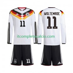 Maglia Germania Woltemade 11 Divisa Home Mondiali 2026 Manica Lunga ,Bambino