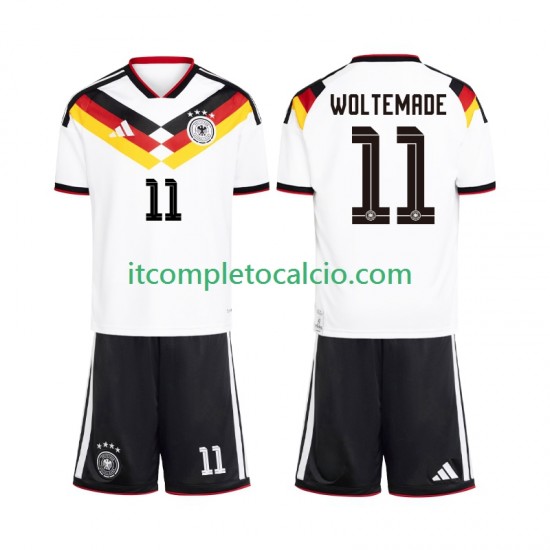 Maglia Germania Woltemade 11 Divisa Home Mondiali 2026 Manica Corta ,Bambino
