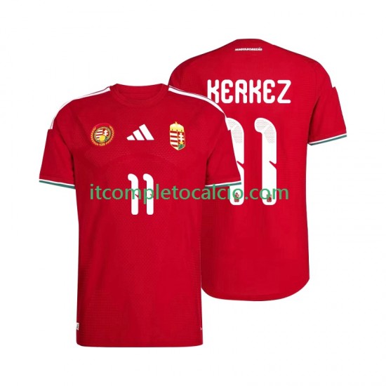 Maglia Ungheria Kerkez 11 Divisa Home Mondiali 2026 Manica Corta ,Uomo