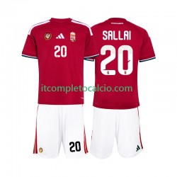 Maglia Ungheria Sallai 20 Divisa Home Mondiali 2026 Manica Corta ,Bambino