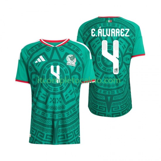 Maglia Messico Edson Alvarez 4 Divisa Home Mondiali 2026 Manica Corta ,Uomo