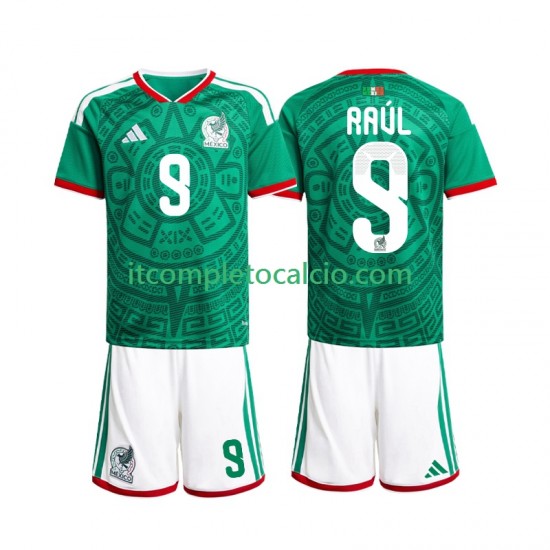 Maglia Messico Raul Jimenez 9 Divisa Home Mondiali 2026 Manica Corta ,Bambino