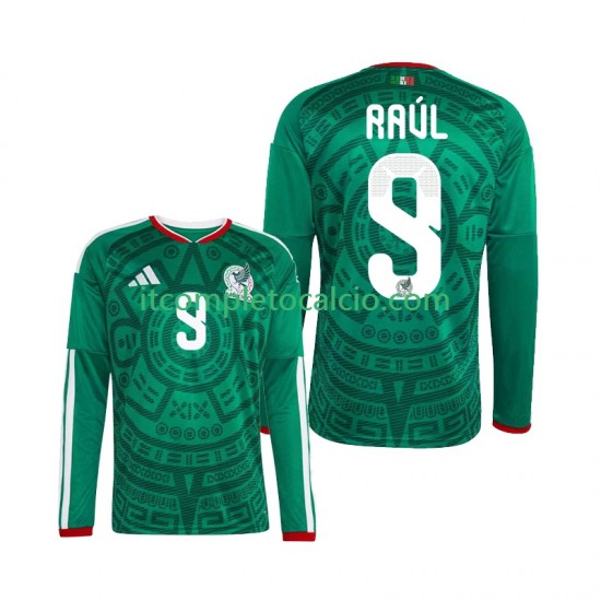 Maglia Messico Raul Jimenez 9 Divisa Home Mondiali 2026 Manica Lunga ,Uomo