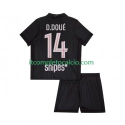 Maglia Paris Saint-Germain Desire Doue 14 Quarto Divisa 2025-2026 Manica Corta ,Bambino