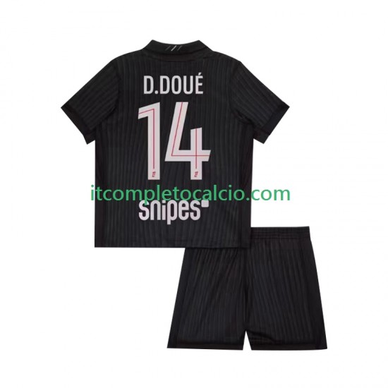 Maglia Paris Saint-Germain Desire Doue 14 Quarto Divisa 2025-2026 Manica Corta ,Bambino
