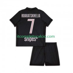 Maglia Paris Saint-Germain Khvicha Kvaratskhelia 7 Quarto Divisa 2025-2026 Manica Corta ,Bambino
