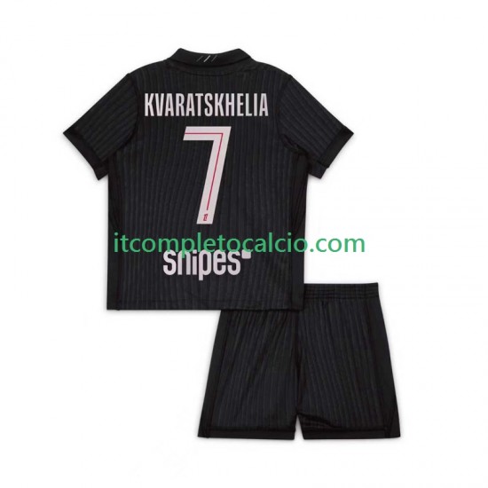 Maglia Paris Saint-Germain Khvicha Kvaratskhelia 7 Quarto Divisa 2025-2026 Manica Corta ,Bambino