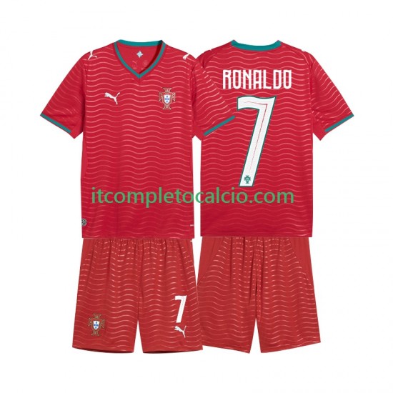 Maglia Portogallo Cristiano Ronaldo 7 Divisa Home Mondiali 2026 Manica Corta ,Bambino