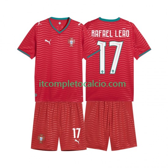 Maglia Portogallo Rafael Leao 17 Divisa Home Mondiali 2026 Manica Corta ,Bambino