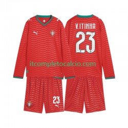 Maglia Portogallo Vitinha 23 Divisa Home Mondiali 2026 Manica Lunga ,Bambino