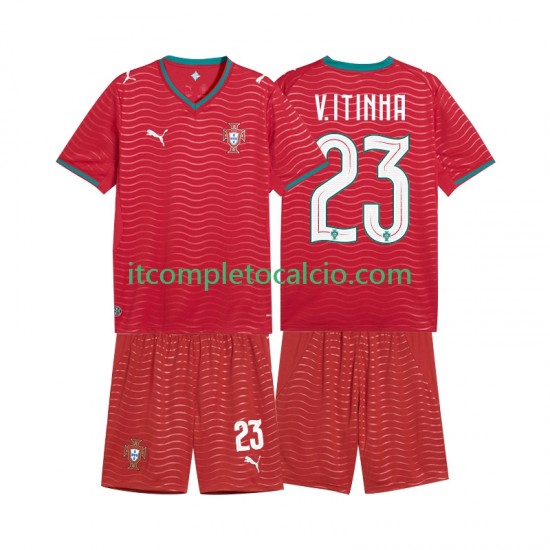 Maglia Portogallo Vitinha 23 Divisa Home Mondiali 2026 Manica Corta ,Bambino
