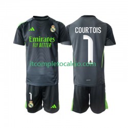 Maglia Real Madrid Thibaut Courtois 1 Portiere Terza Divisa 2025-2026 Manica Corta ,Bambino