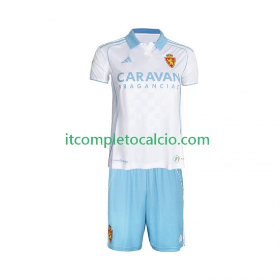 Maglia Real Zaragoza Divisa Home 2025-2026 Manica Corta ,Bambino