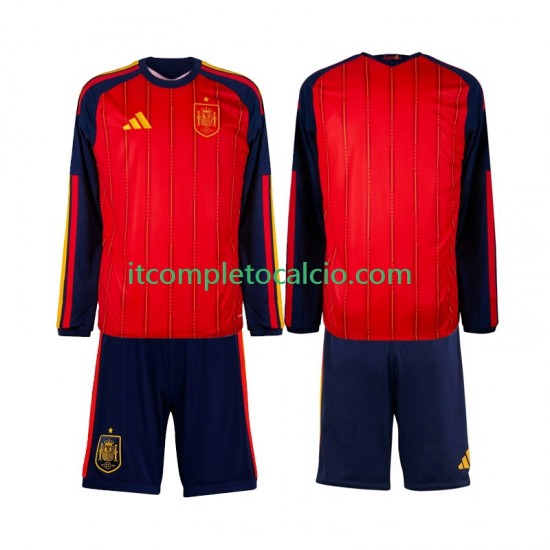 Maglia Spagna Divisa Home Mondiali 2026 Manica Lunga ,Bambino