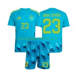 Maglia Spagna Unai Simon 23 Portiere Divisa Home Mondiali 2026 Manica Corta ,Bambino