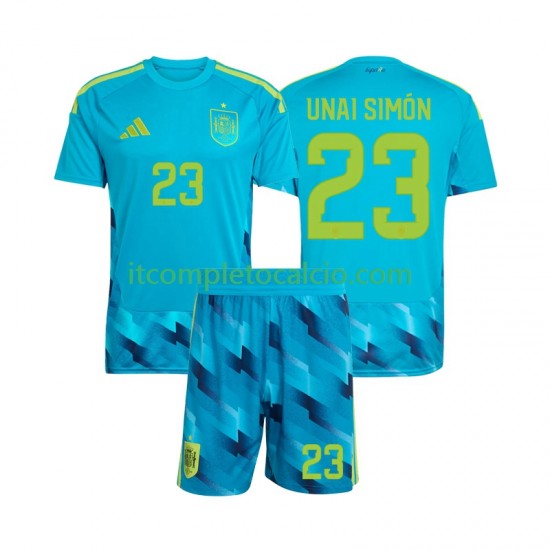 Maglia Spagna Unai Simon 23 Portiere Divisa Home Mondiali 2026 Manica Corta ,Bambino