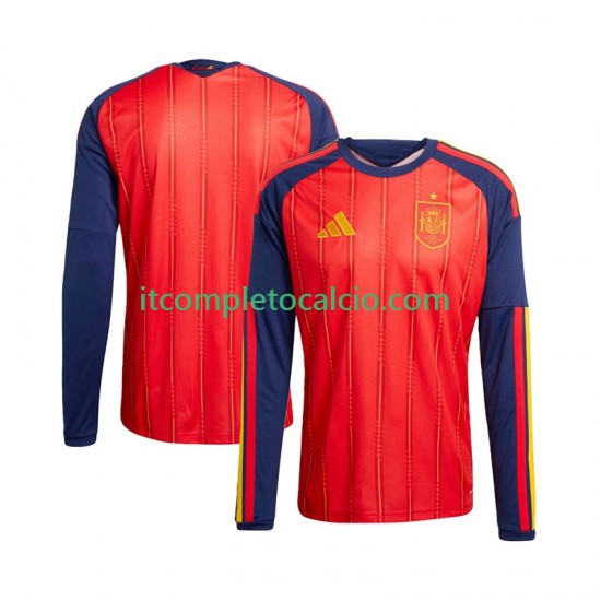 Maglia Spagna Divisa Home Mondiali 2026 Manica Lunga ,Uomo