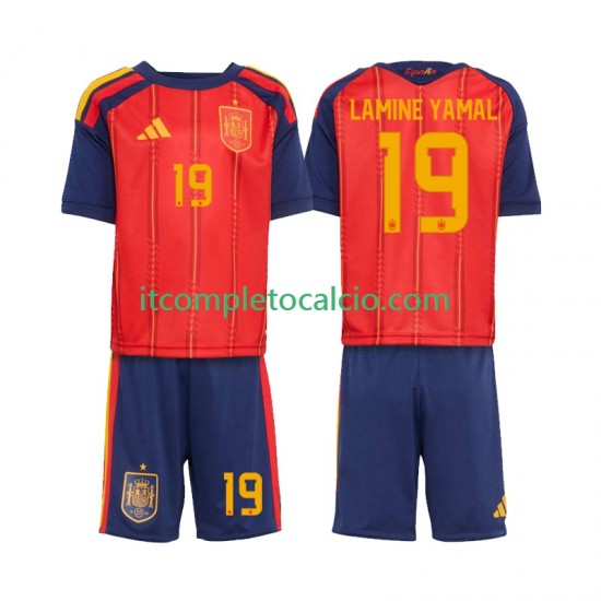 Maglia Spagna Lamine Yamal 19 Divisa Home Mondiali 2026 Manica Corta ,Bambino