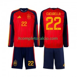 Maglia Spagna Marc Cucurella 22 Divisa Home Mondiali 2026 Manica Lunga ,Bambino